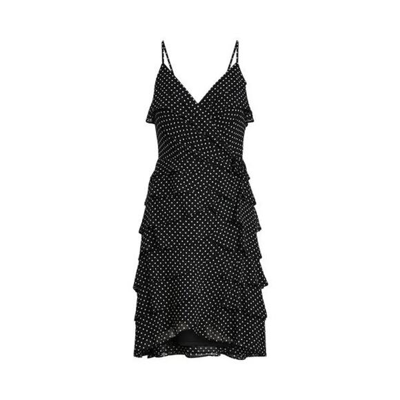 Lauren‎ Ralph Lauren Black Polka Dot Spaghetti Strap Tiered Mini Dress Sz 8 NWT - Picture 11 of 12